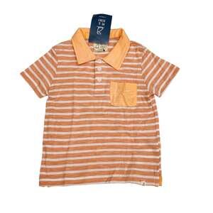 NWT Me & Henry London 6/7Y Peach & White Stripe Anchor Polo